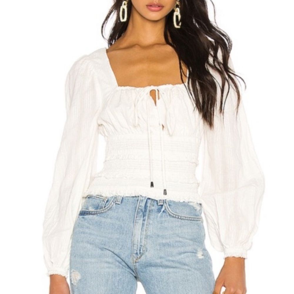 Free People White Smocked Peasant Blouse | L